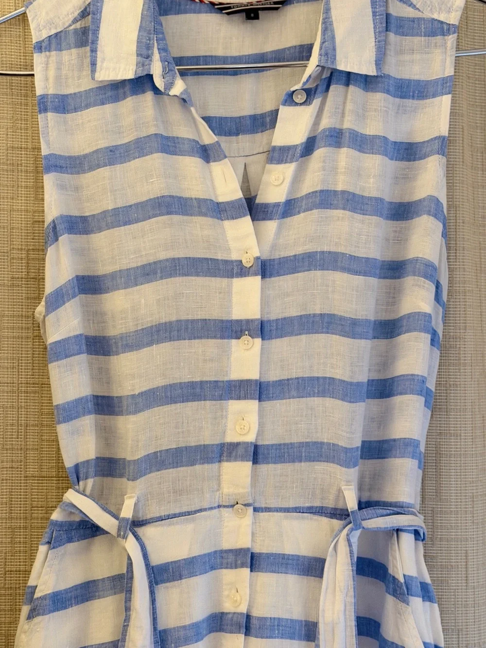 Tommy Hilfiger Women’s Sleeveless Blue & White Striped Summer Dress - Picture 3 of 15